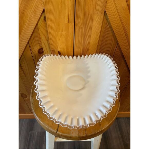 FENTON ART GLASS SILVER CREST 12" DIAMETER LOW FOOTED BANANA BOWL (8725) - Picture 3 of 12